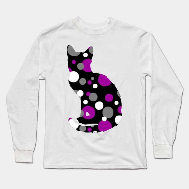Spotted Ace Cat Silhouette Long Sleeve T-Shirt by Amanda1775